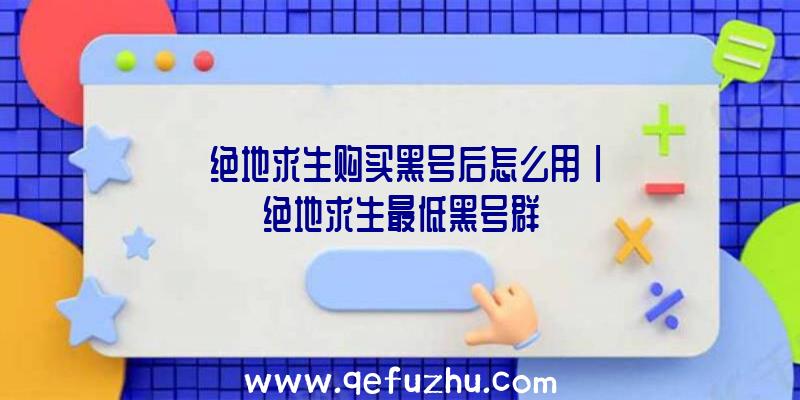 「绝地求生购买黑号后怎么用」|绝地求生最低黑号群